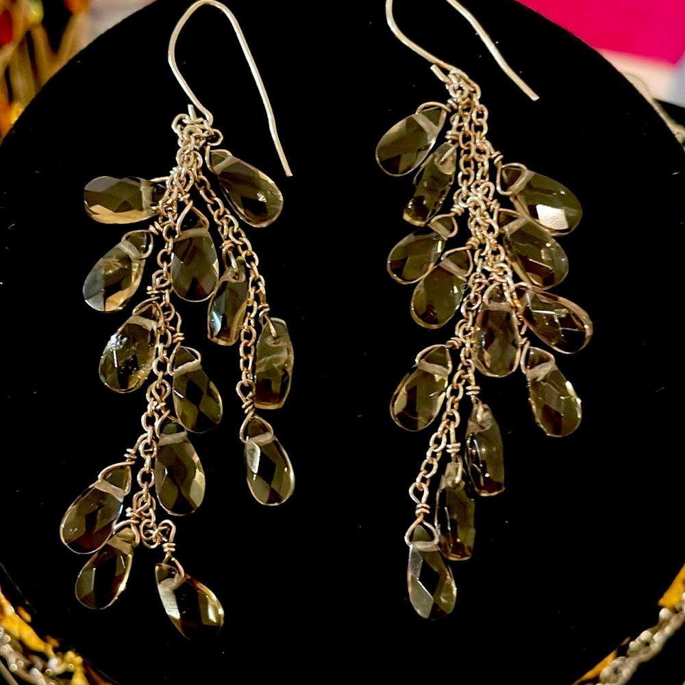 Swarovski Gold Chandelier Earrings with Crystal Drops